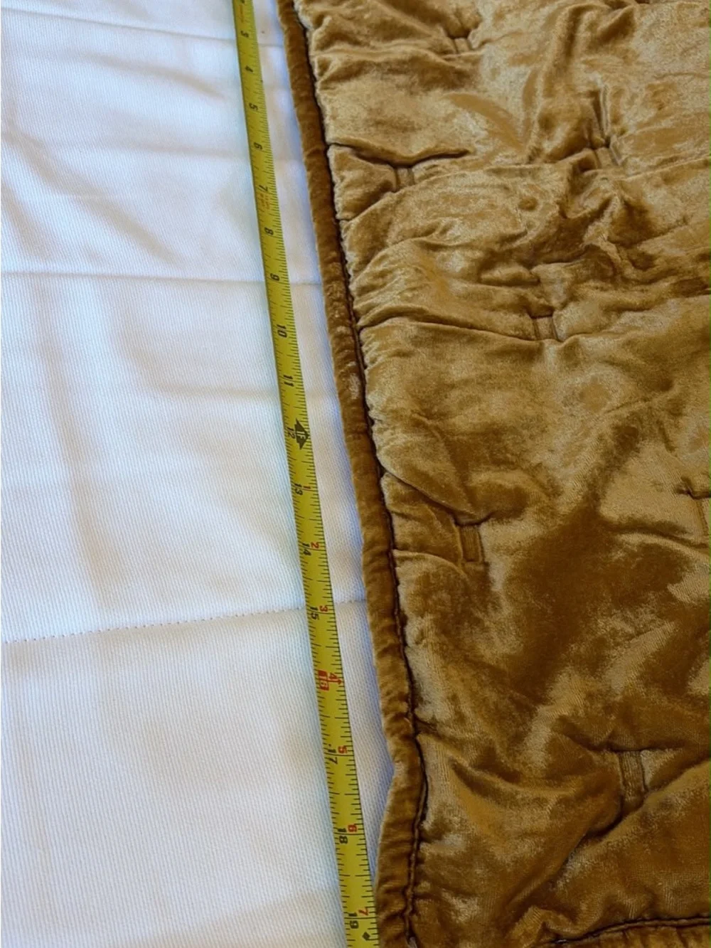 West Elm Golden Velvet Quilt and shams set, matching yellow cushions and throw
